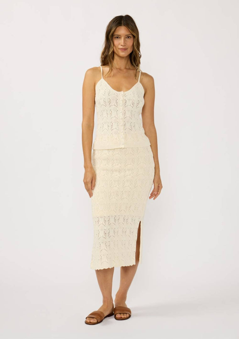 Button Front Pointelle Sweater Tank