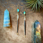 Load image into Gallery viewer, Porcupine Quill Turquoise and Brass Earrings
