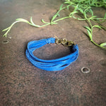Load image into Gallery viewer, Leather 7-Strand Bracelet - Blue &amp; Brass, Boho Western
