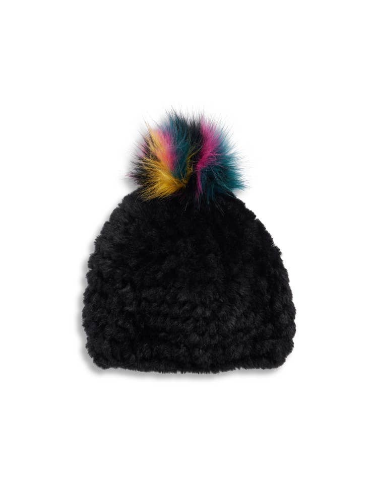 Knitted Faux Fur Hat Neon