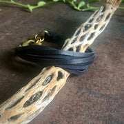 Leather 7-Strand Bracelet - Black & Brass, Boho Western