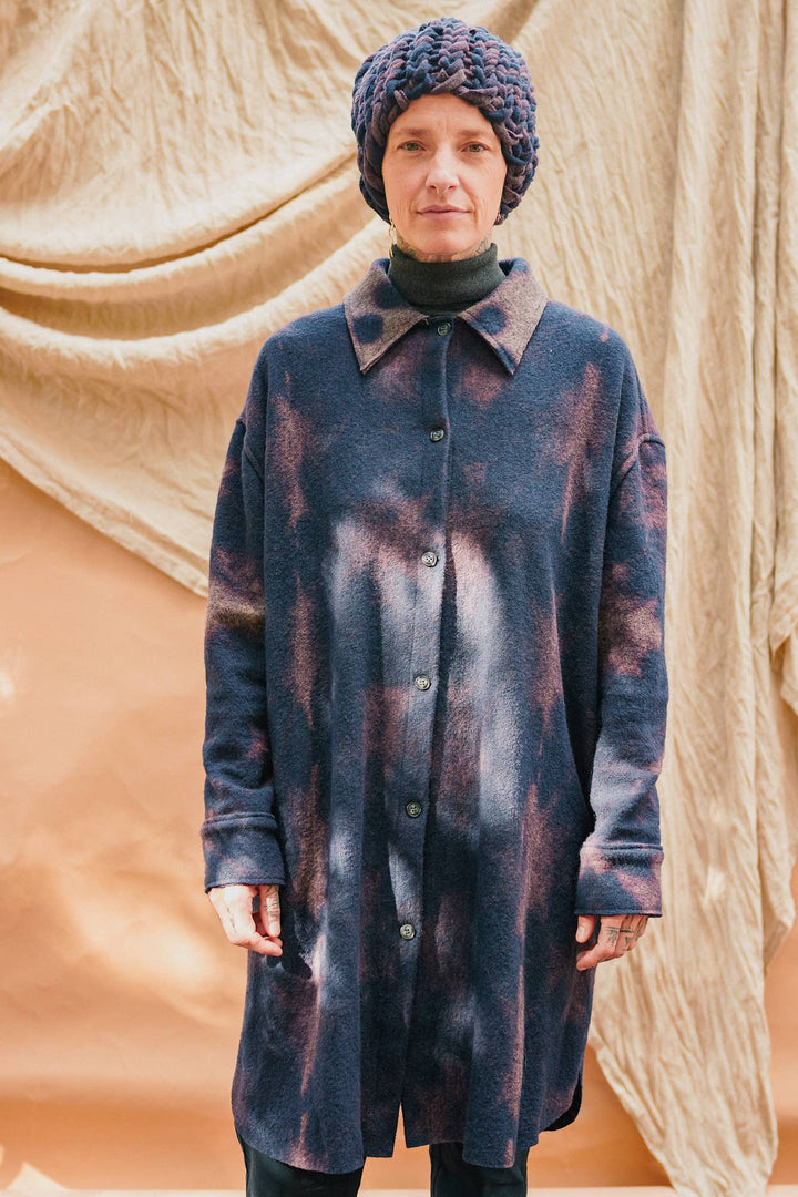 Shibori Boiled Wool Shacket