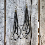 Load image into Gallery viewer, Leather Tassel Earrings - Charcoal &amp; Black, Boho Western
