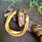 Load image into Gallery viewer, Leather 7-Strand Bracelet - Gold &amp; Brass, Boho Western Style
