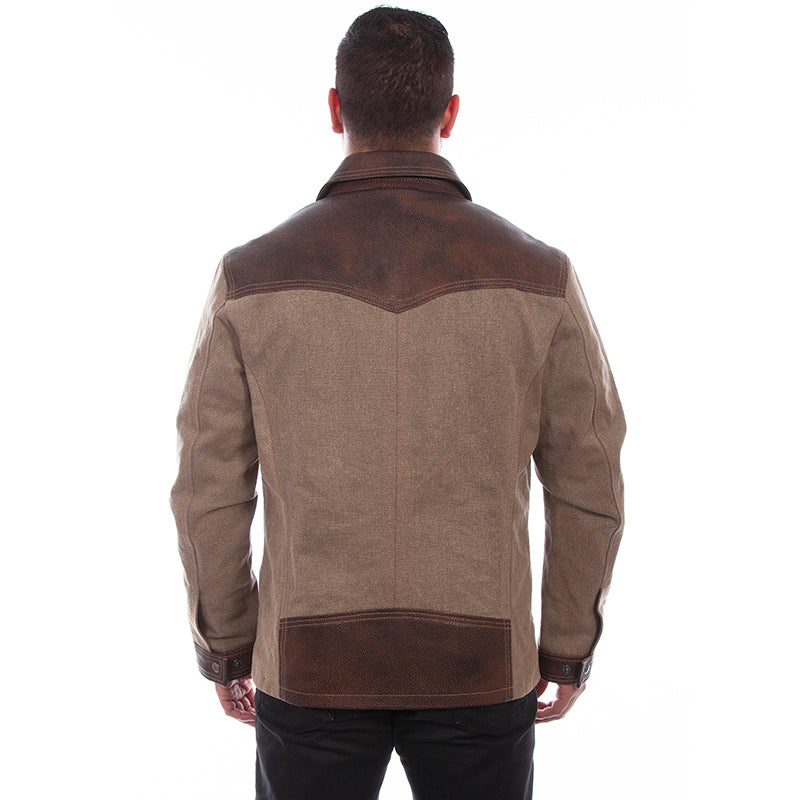 Leather Trimmed Cotton Jacket