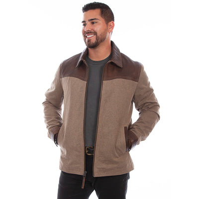 Leather Trimmed Cotton Jacket