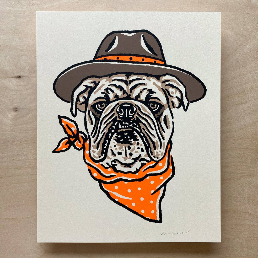 English Bulldog Cowdog - Signed Silkscreen Print