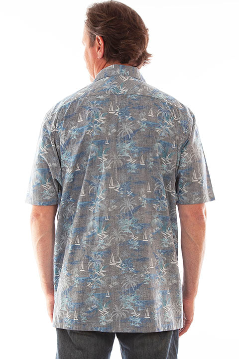 Palm Tree and Sail Boat Hawaiian Shirt