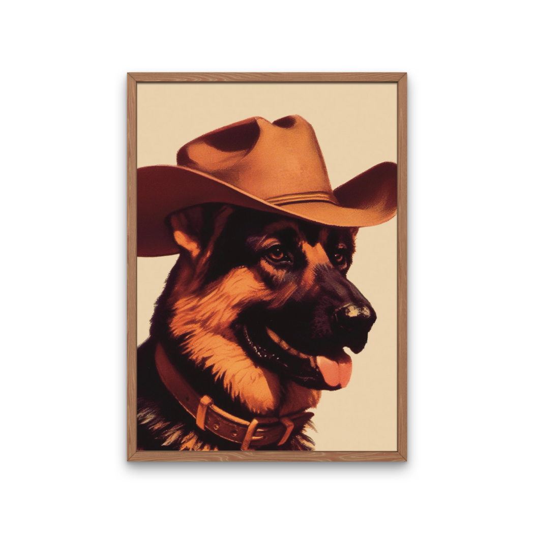 German Shepherd Cowboy Art Print
