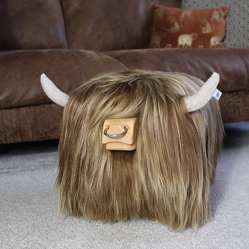 Highland Bull Footstool - Honey