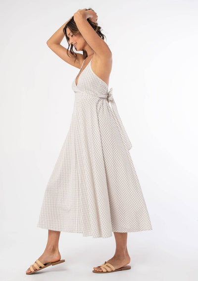 Gingham Surplice Midi Dress