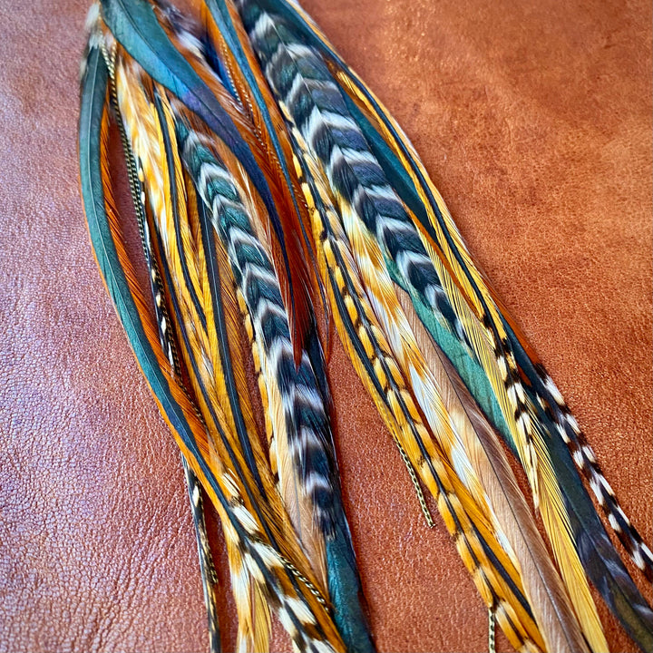 Turquoise & Feather Earrings - Cree Mix