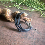Load image into Gallery viewer, Leather 7-Strand Bracelet - Black &amp; Silver, Boho Western
