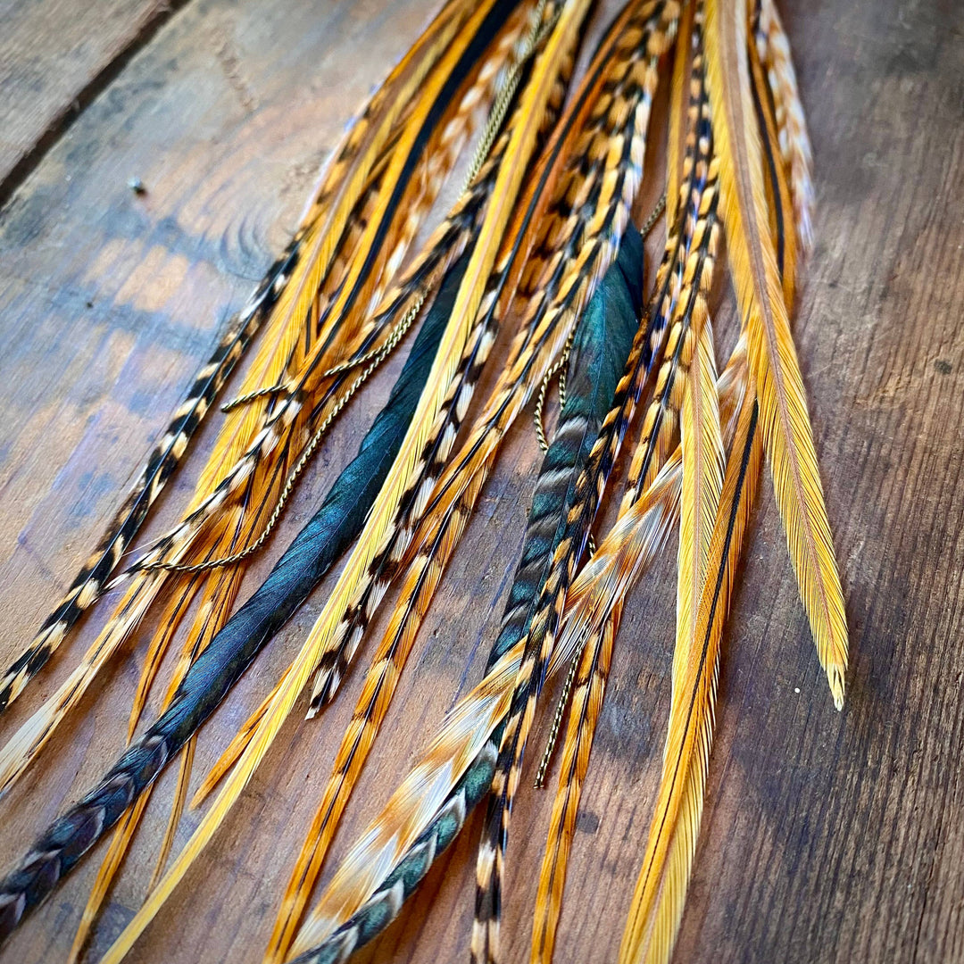 Turquoise & Feather Earrings - Cree Mix