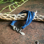 Load image into Gallery viewer, Leather 7-Strand Bracelet - Blue &amp; Silver, Boho Western
