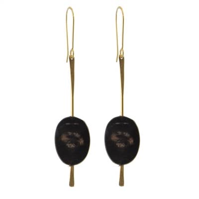 Sema Dark Horn Brass Earring