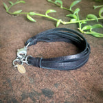 Load image into Gallery viewer, Leather 7-Strand Bracelet - Black &amp; Silver, Boho Western
