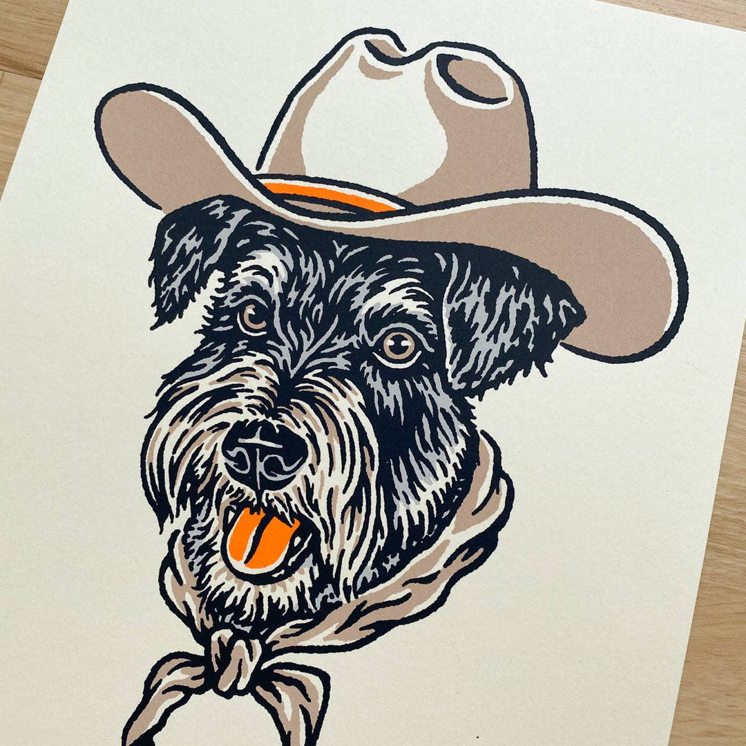 Schnauzer Cowdog - Signed Silkscreen Print