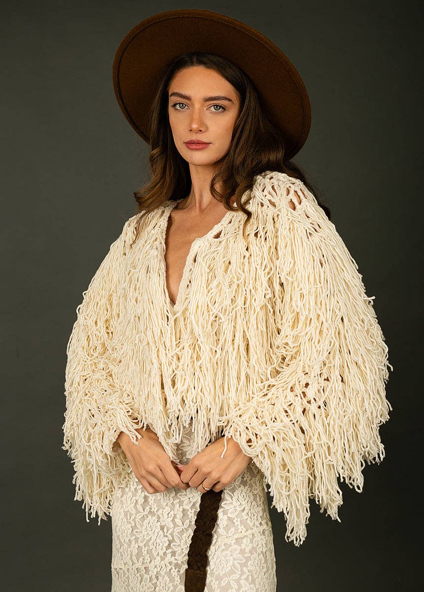 Paulie Fringe Jacket in Cream