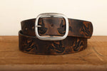 Load image into Gallery viewer, Embossed Sparrow Aged Leather Belt
