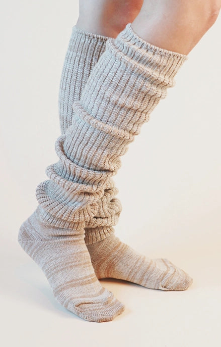 Scrunchy Over the Knee Socks - Beige