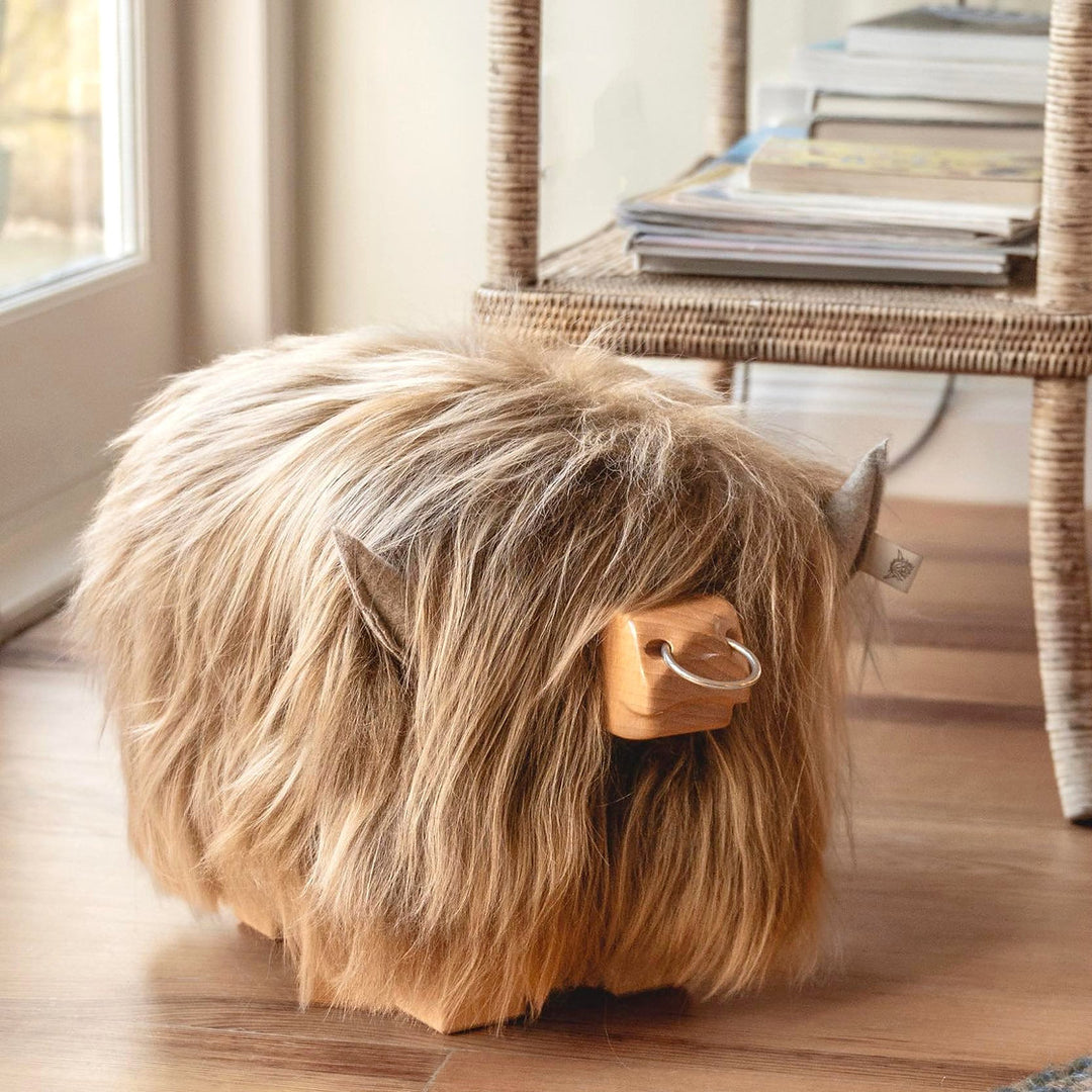 Highland Calf Footstool - Honey