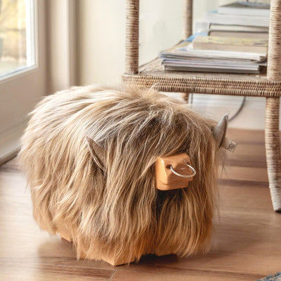 Highland Calf Footstool - Honey