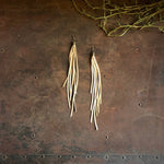 Load image into Gallery viewer, Leather Tassel Earrings - Cream, Long Boho Western Earrings
