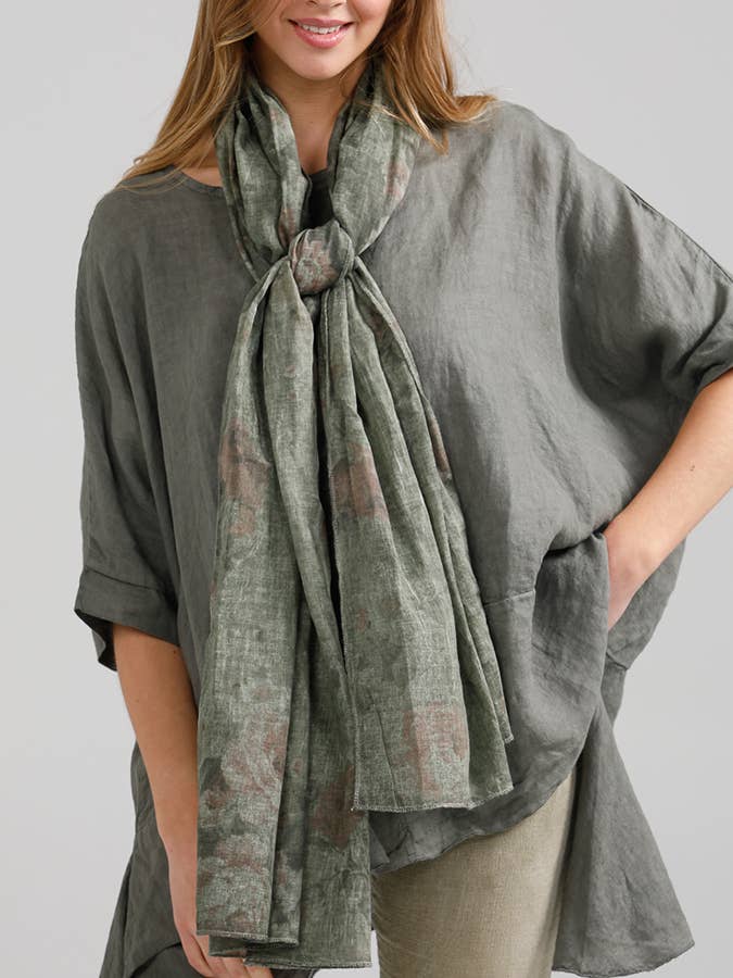 Italian Cotton Floral Scarf