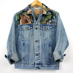 Load image into Gallery viewer, Recycled Floral Tapestry Denim Jacket