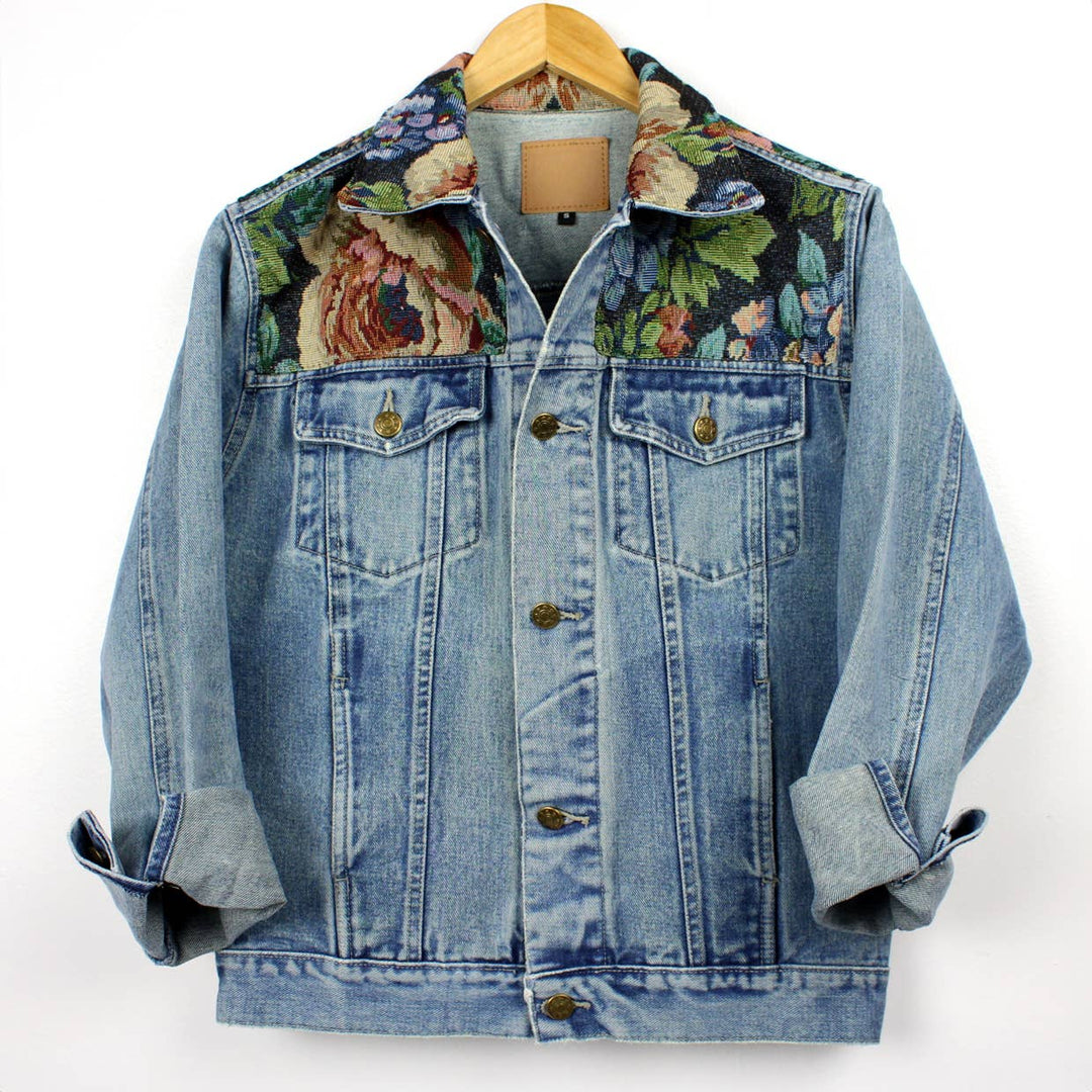 Recycled Floral Tapestry Denim Jacket
