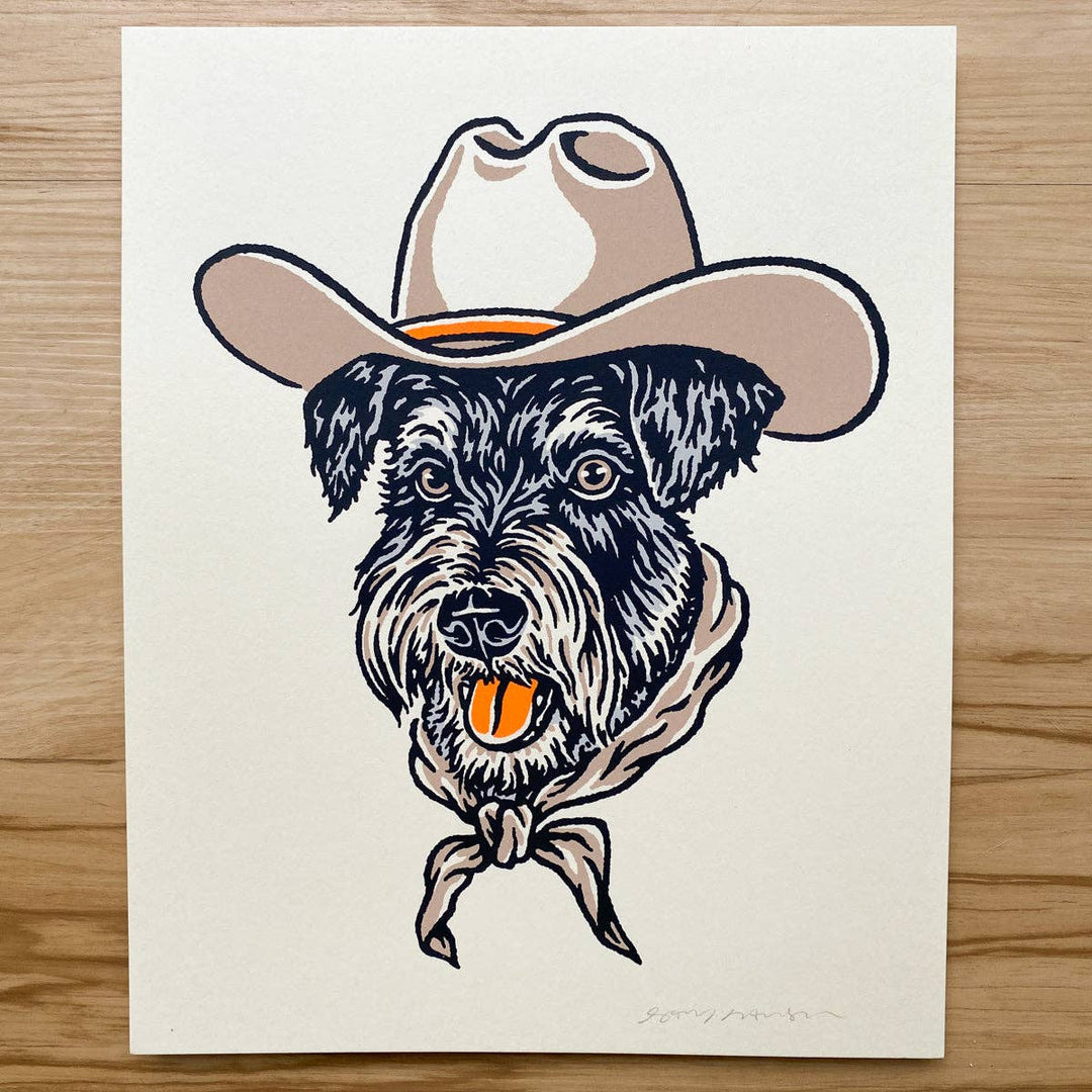 Schnauzer Cowdog - Signed Silkscreen Print