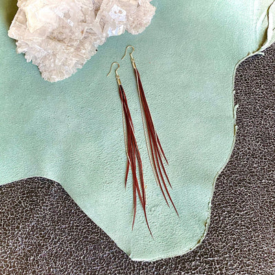 Mini Feather Earrings - Auburn & Silver