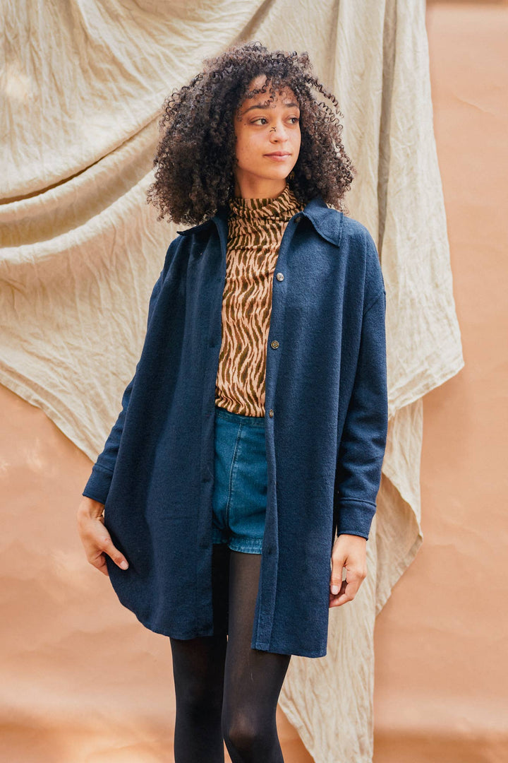 Shibori Boiled Wool Shacket