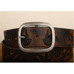 Load image into Gallery viewer, Embossed Sparrow Aged Leather Belt
