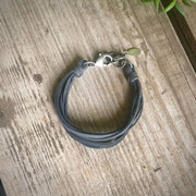 Leather 7-Strand Bracelet - Charcoal Gray & Silver, Western