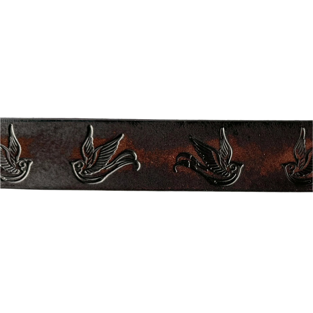 Embossed Sparrow Aged Leather Belt