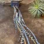 Load image into Gallery viewer, Cone Feather Earrings - Golden Black &amp; Grizzly
