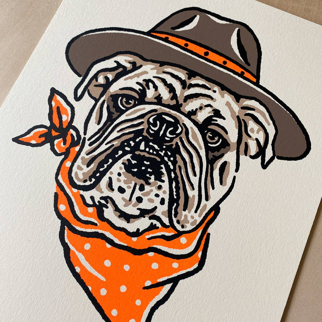 English Bulldog Cowdog - Signed Silkscreen Print