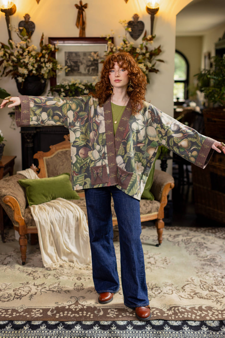 Fleur De Lune Fleece Cottage Cardigan Jacket