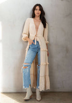 Load image into Gallery viewer, Boho Embroidered Ruffled Duster
