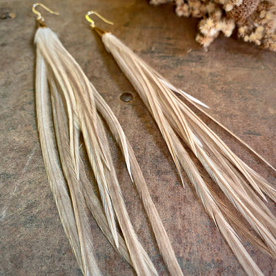 Cone Feather Earrings - Champagne