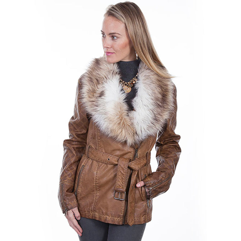 Vegan Jacket with Plush Faux Collar