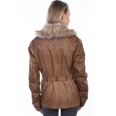 Vegan Jacket with Plush Faux Collar