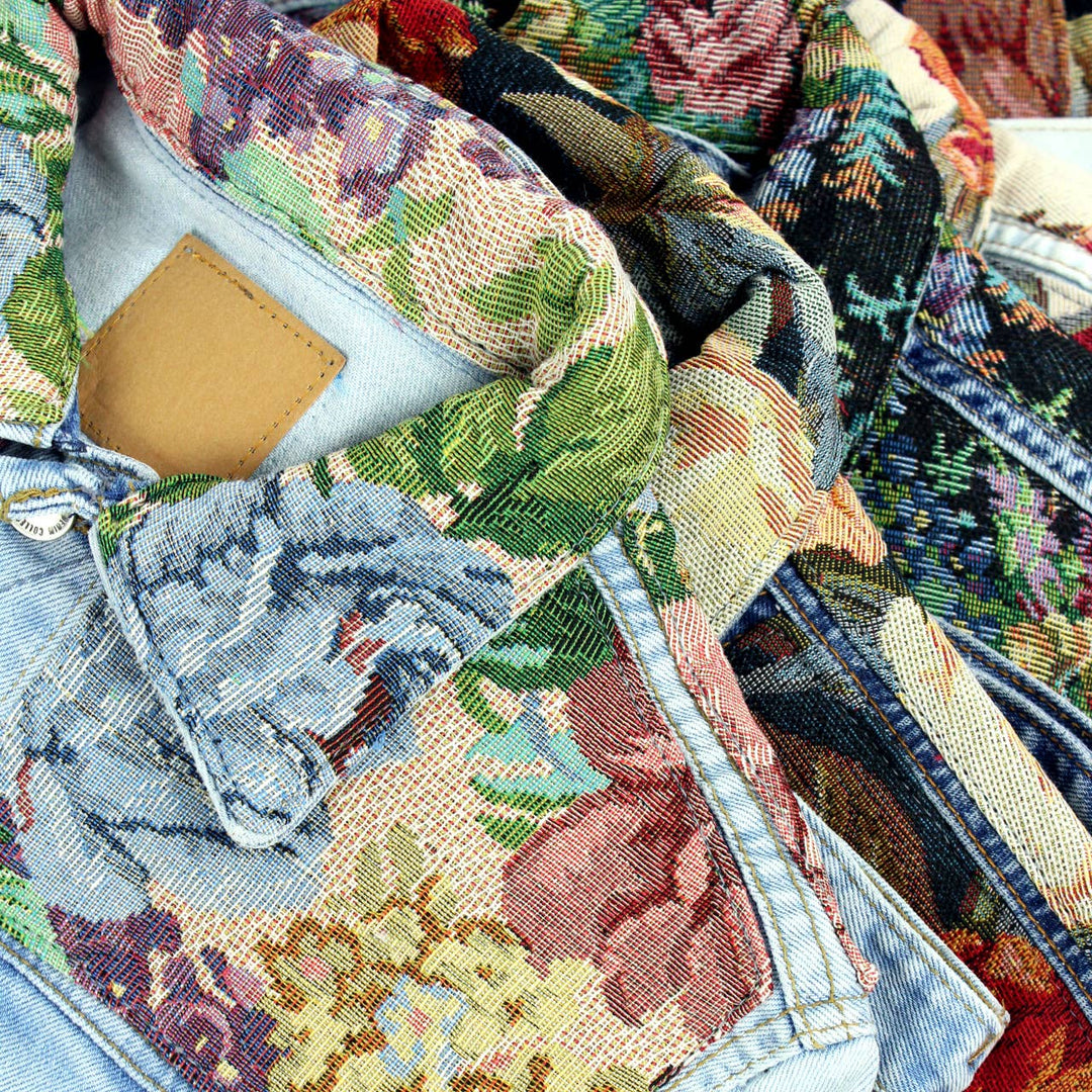 Recycled Floral Tapestry Denim Jacket