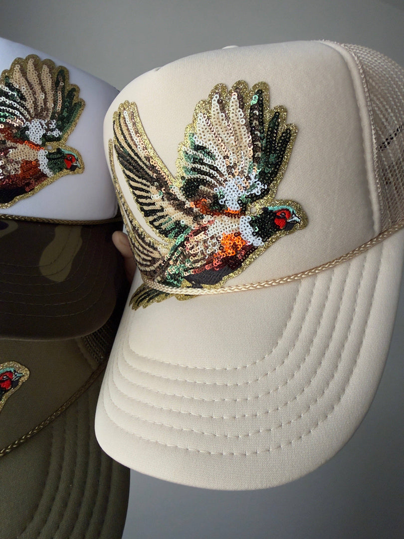Fly Girl Sequin Pheasant Trucker Hat