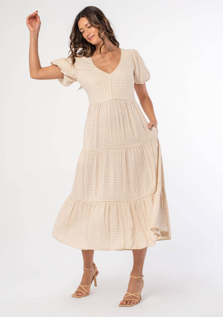 Gingham Puff Sleeve Dress
