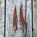 Load image into Gallery viewer, Leather Tassel Earrings - Rust, Long Boho Western Earrings
