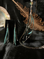 Load image into Gallery viewer, Turquoise and Brown Feather Jewelry Set
