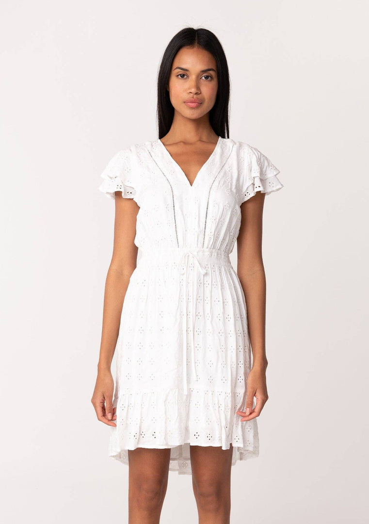 Eyelet Ruffle Mini Dress